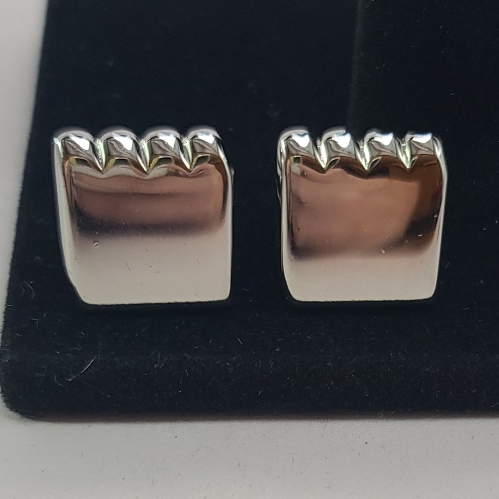 Swank Polished Silver Cufflinks